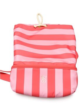 Victoria's Secret Coral and Pink Striped Backpack Crossbody
